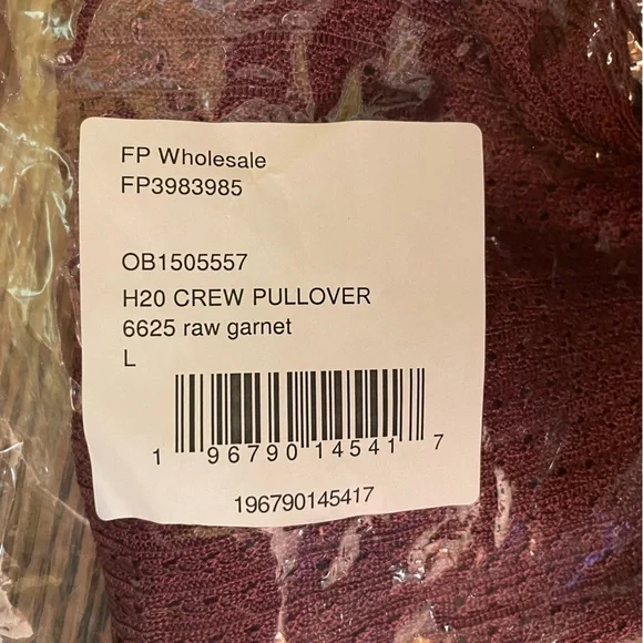 NWT Free People H2O Crew Pullover in Raw Garnet - size L - Picture 8 of 8